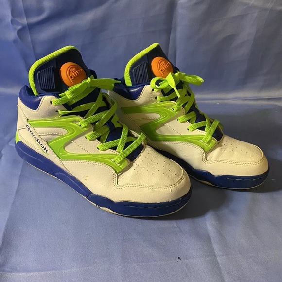 White/ Neon Green Reebok The Pump Omni Lite Man  Size 6,5 - Picture 1 of 11